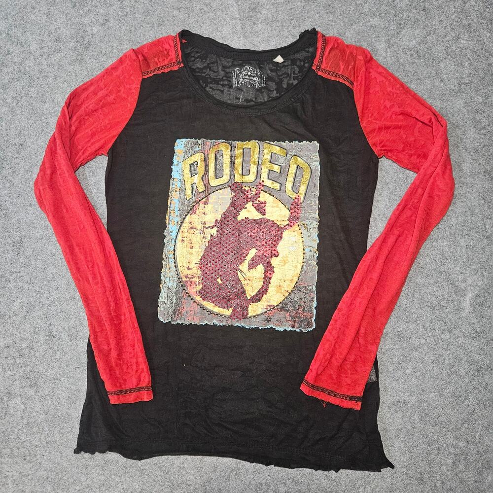 Panhandle Slim Cowgirl Rodeo Graphic Long Sleeve Top - Size Large